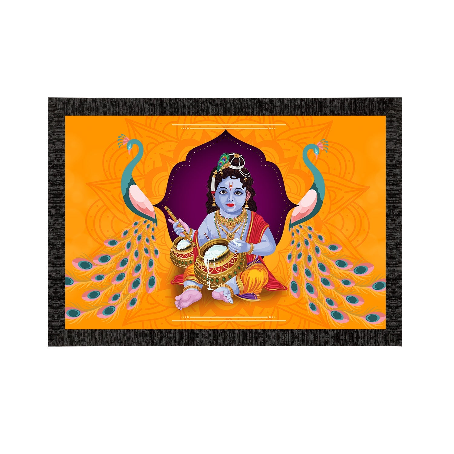Lord Krishna Satin Matt Texture UV Art Painting Kafalo