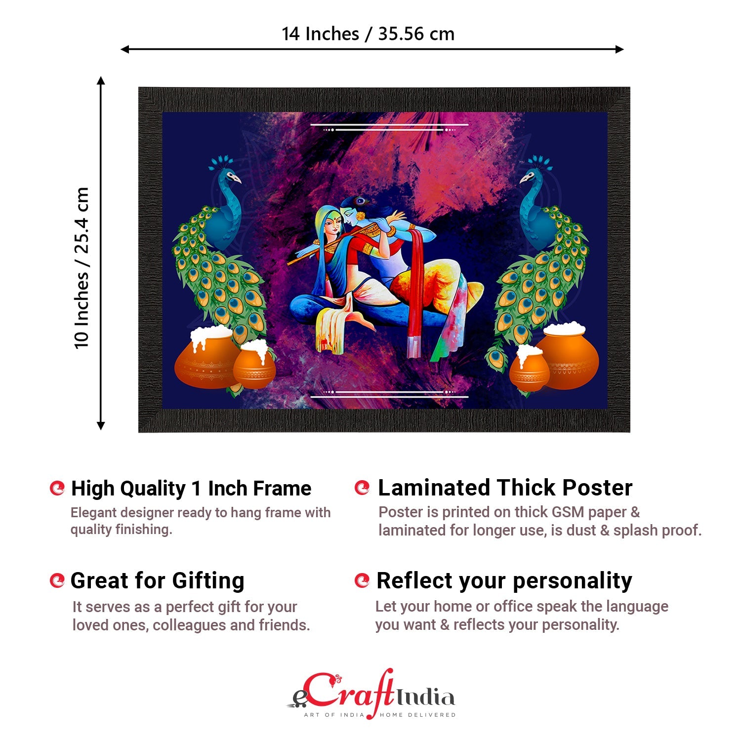 Lord Krishna Satin Matt Texture UV Art Painting Kafalo