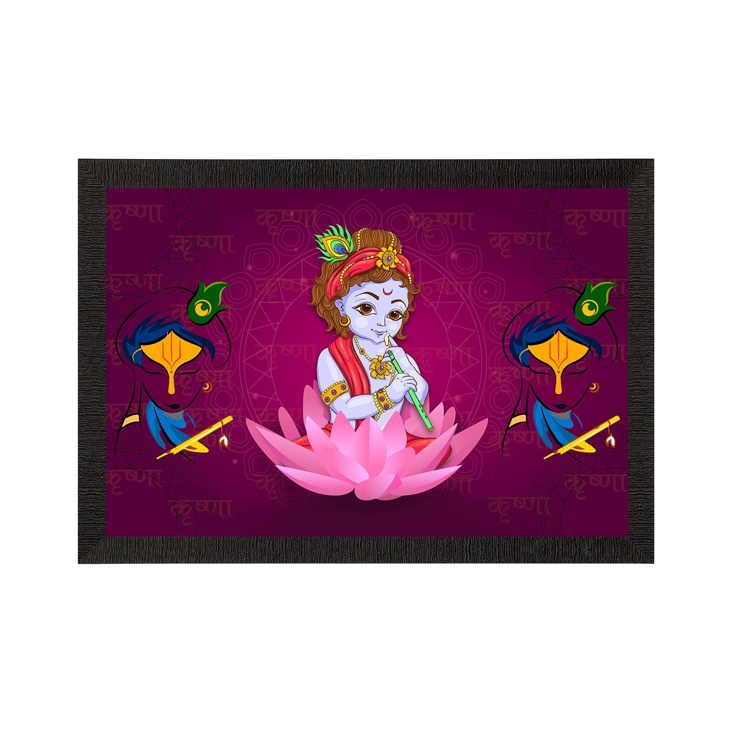 Lord Krishna Satin Matt Texture UV Art Painting Kafalo