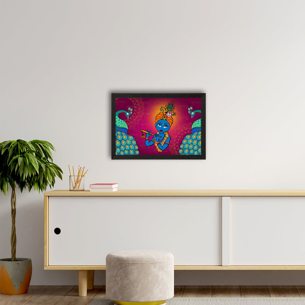 Lord Krishna Satin Matt Texture UV Art Painting Kafalo