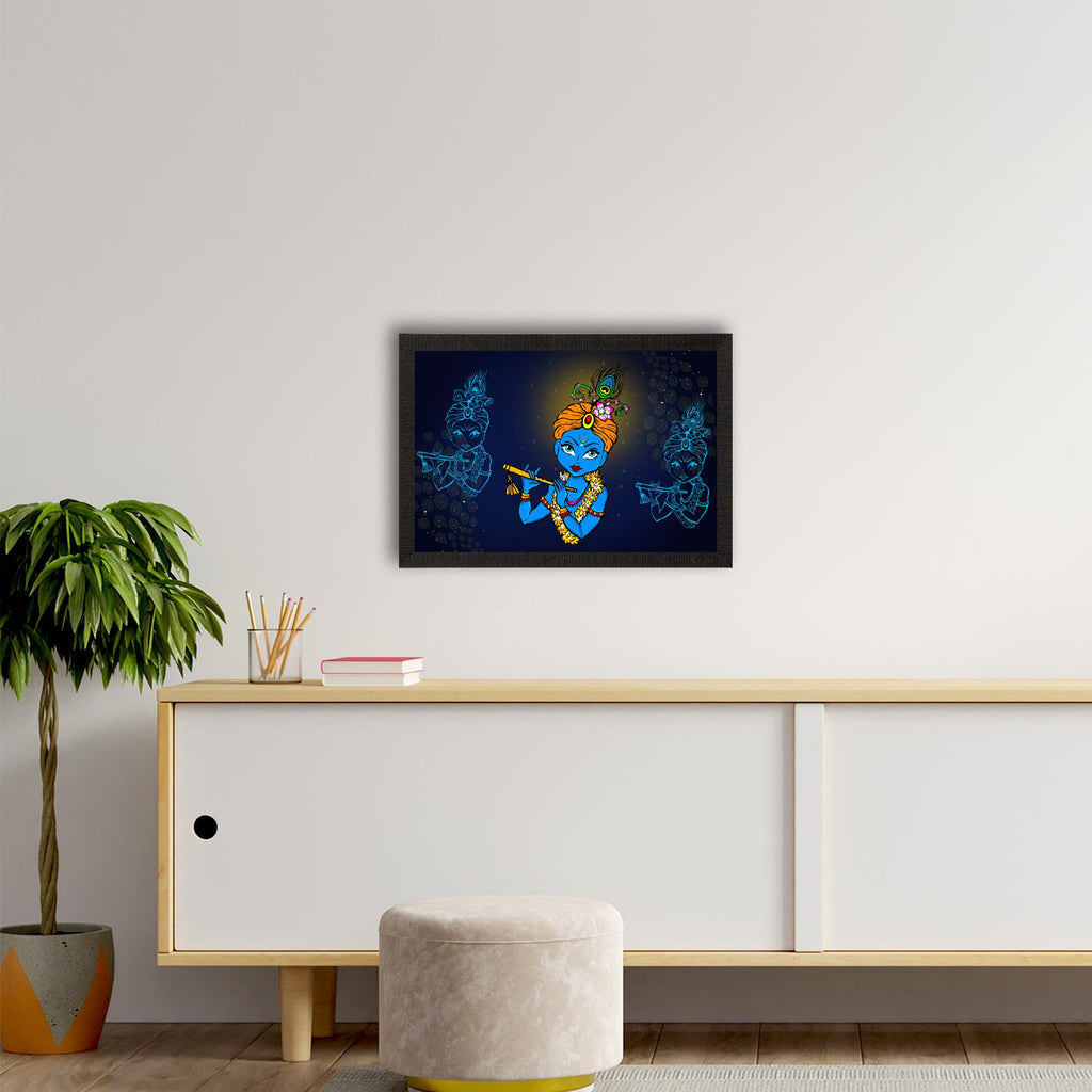 Lord Krishna Painting Digital Printed Religious Wall Art Kafalo