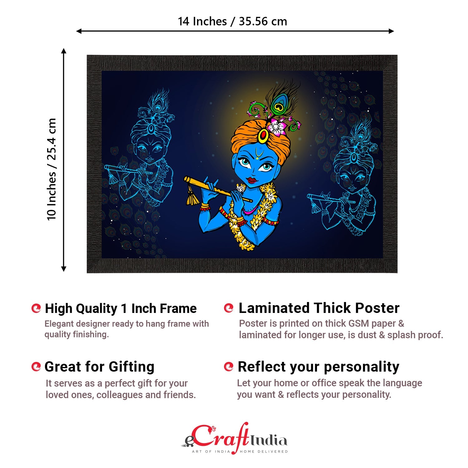 Lord Krishna Painting Digital Printed Religious Wall Art Kafalo