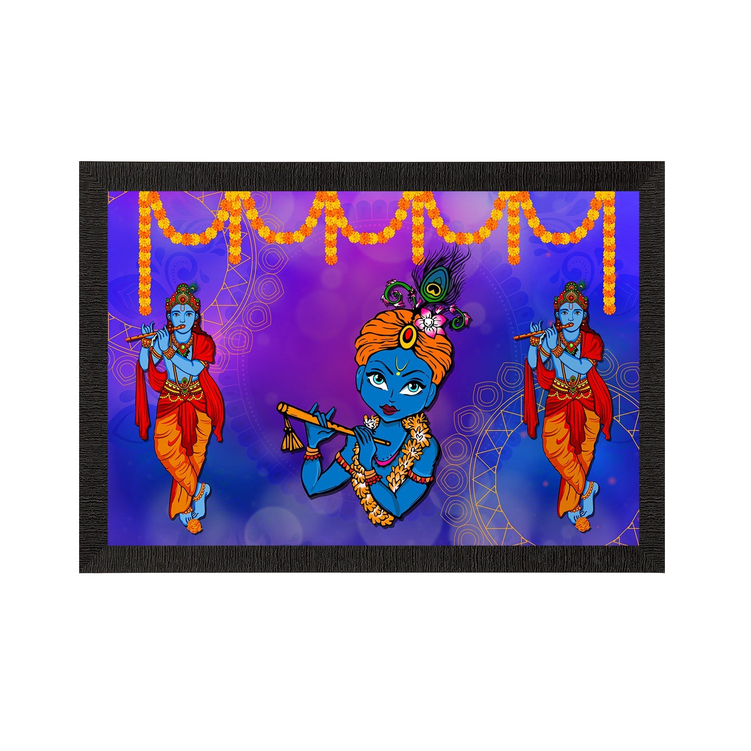 Lord Krishna Satin Matt Texture UV Art Painting Kafalo