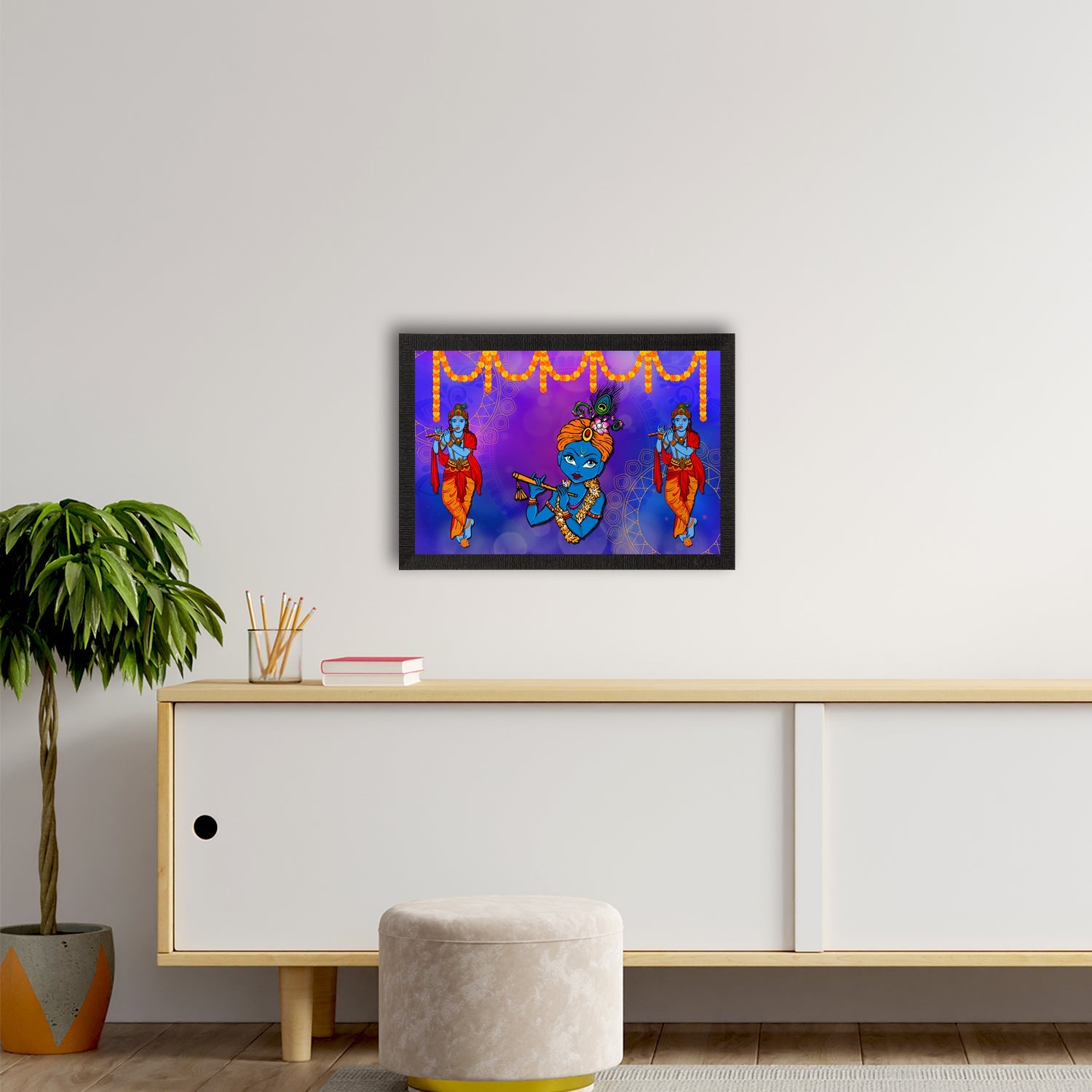 Lord Krishna Satin Matt Texture UV Art Painting Kafalo