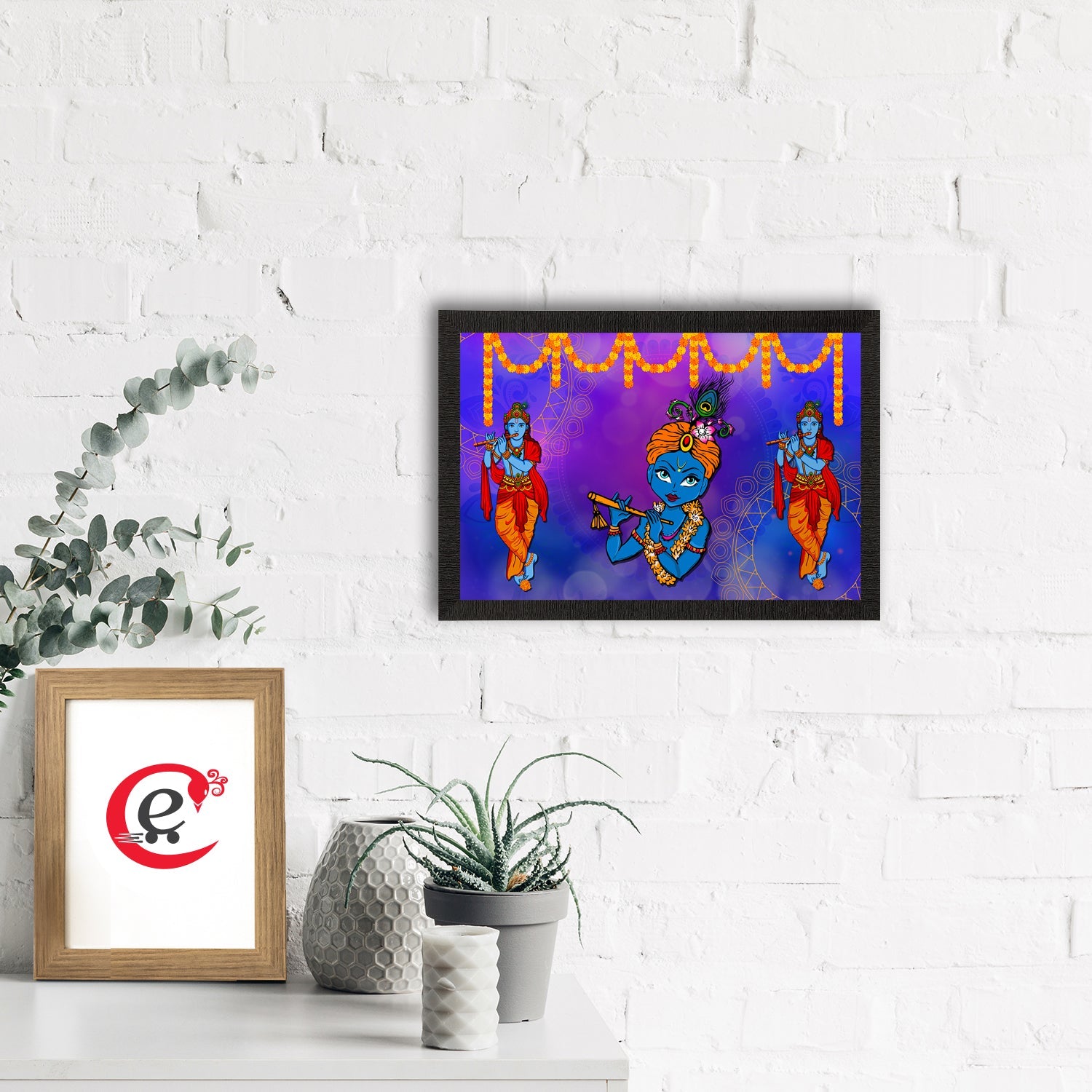 Lord Krishna Satin Matt Texture UV Art Painting Kafalo