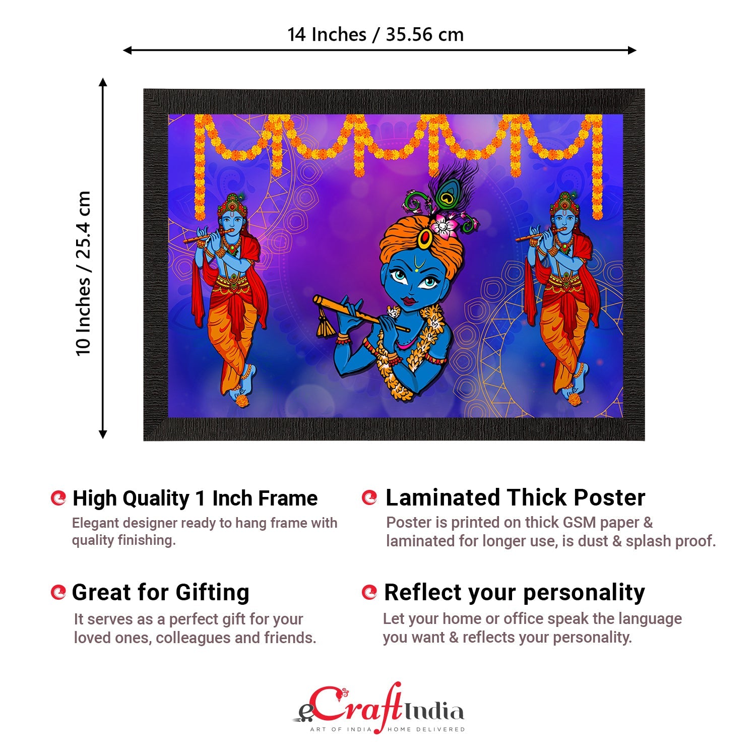 Lord Krishna Satin Matt Texture UV Art Painting Kafalo