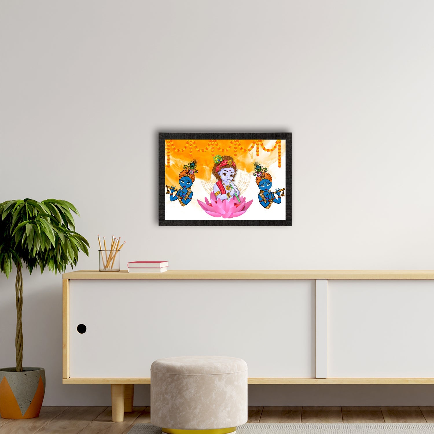 Lord Krishna Satin Matt Texture UV Art Painting Kafalo