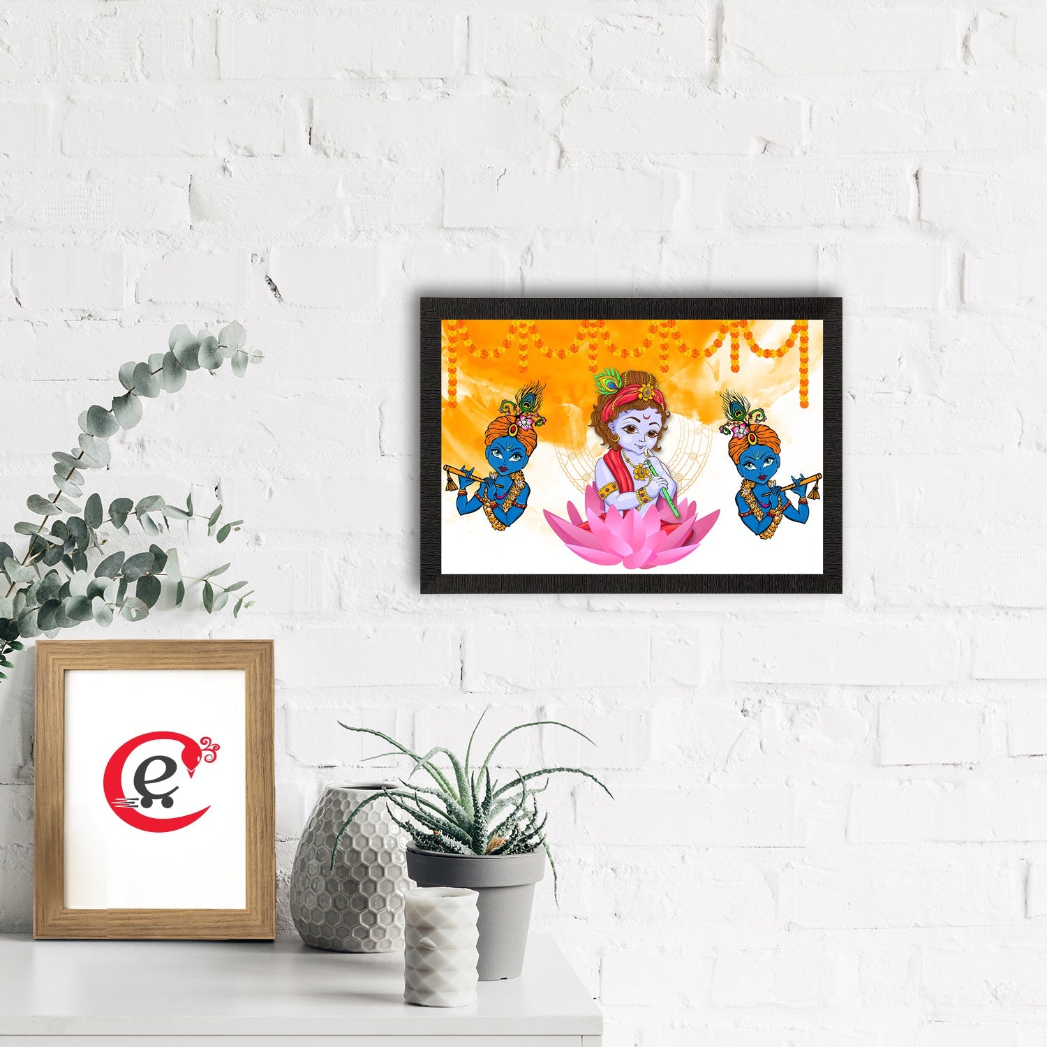 Lord Krishna Satin Matt Texture UV Art Painting Kafalo