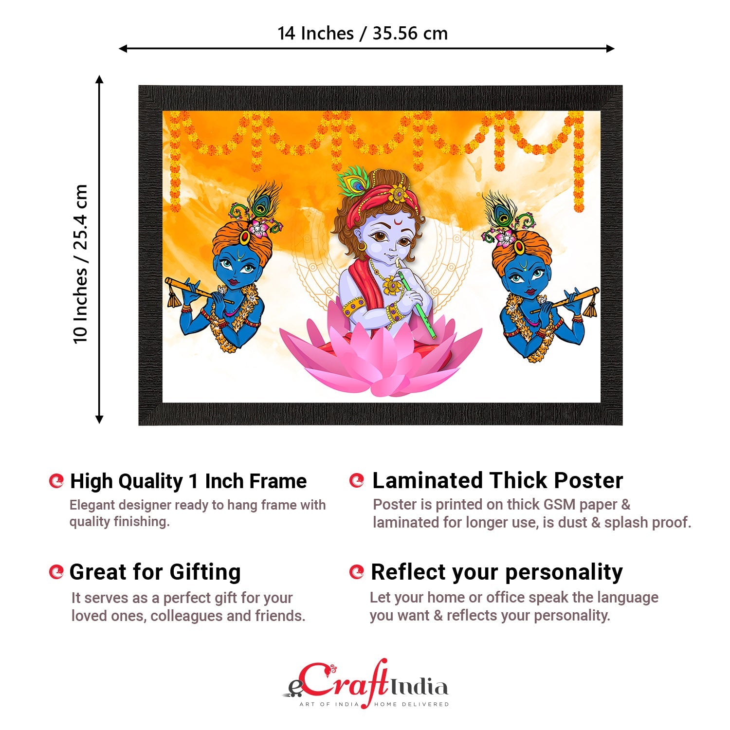 Lord Krishna Satin Matt Texture UV Art Painting Kafalo