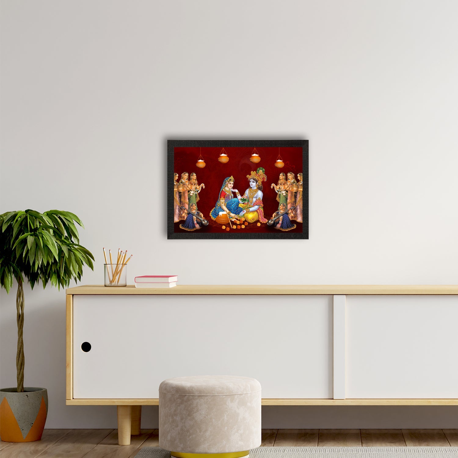 Lord Krishna Satin Matt Texture UV Art Painting Kafalo