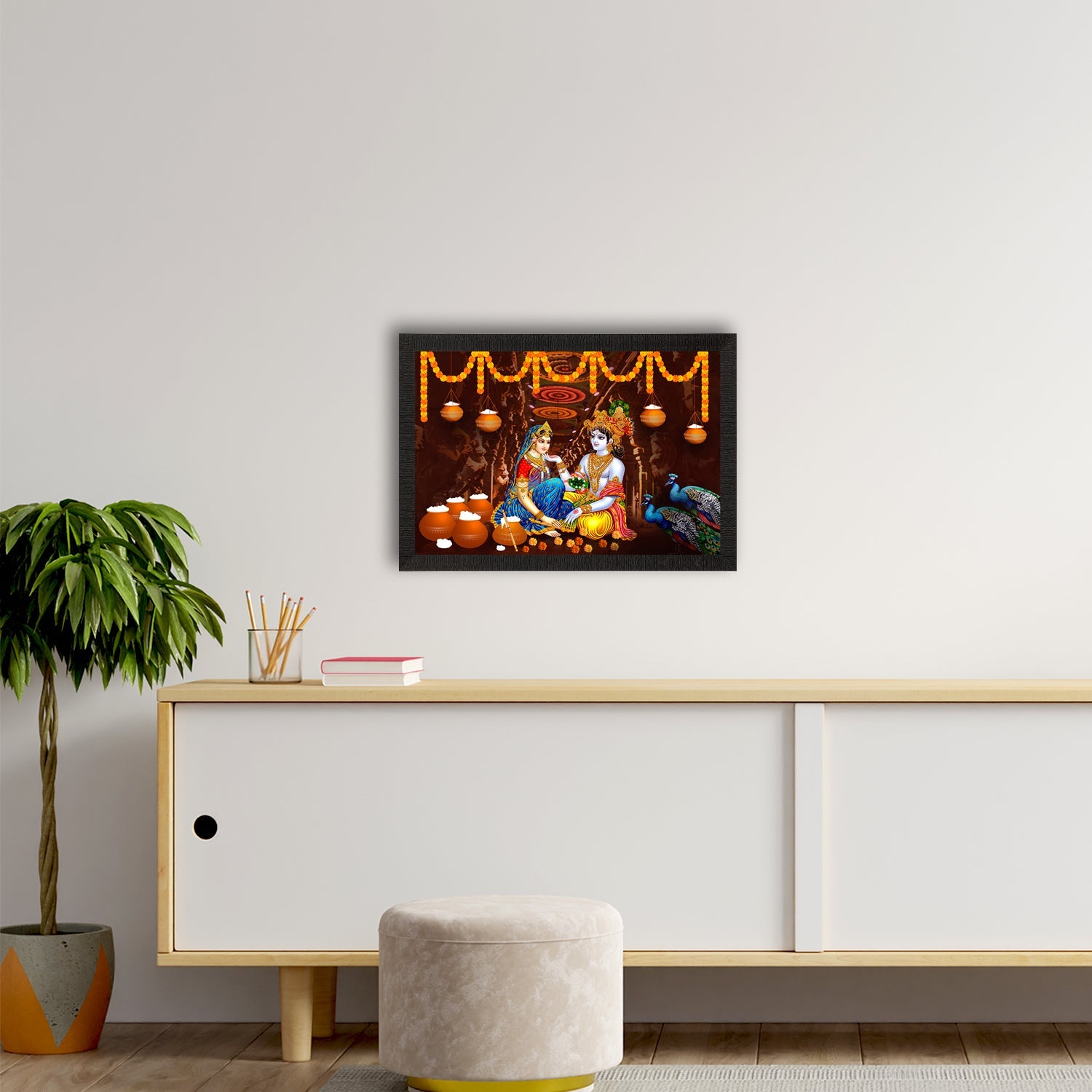 Lord Krishna Satin Matt Texture UV Art Painting Kafalo