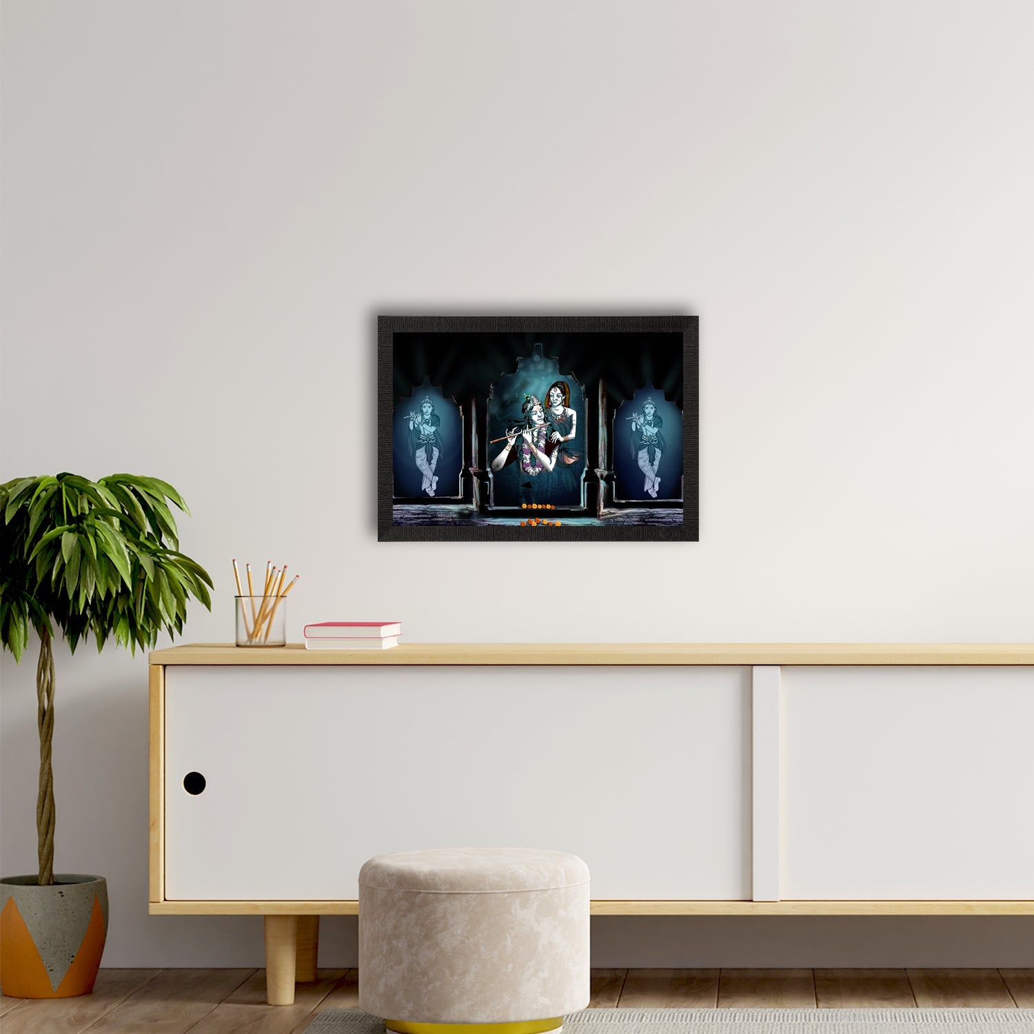 Lord Krishna Satin Matt Texture UV Art Painting Kafalo