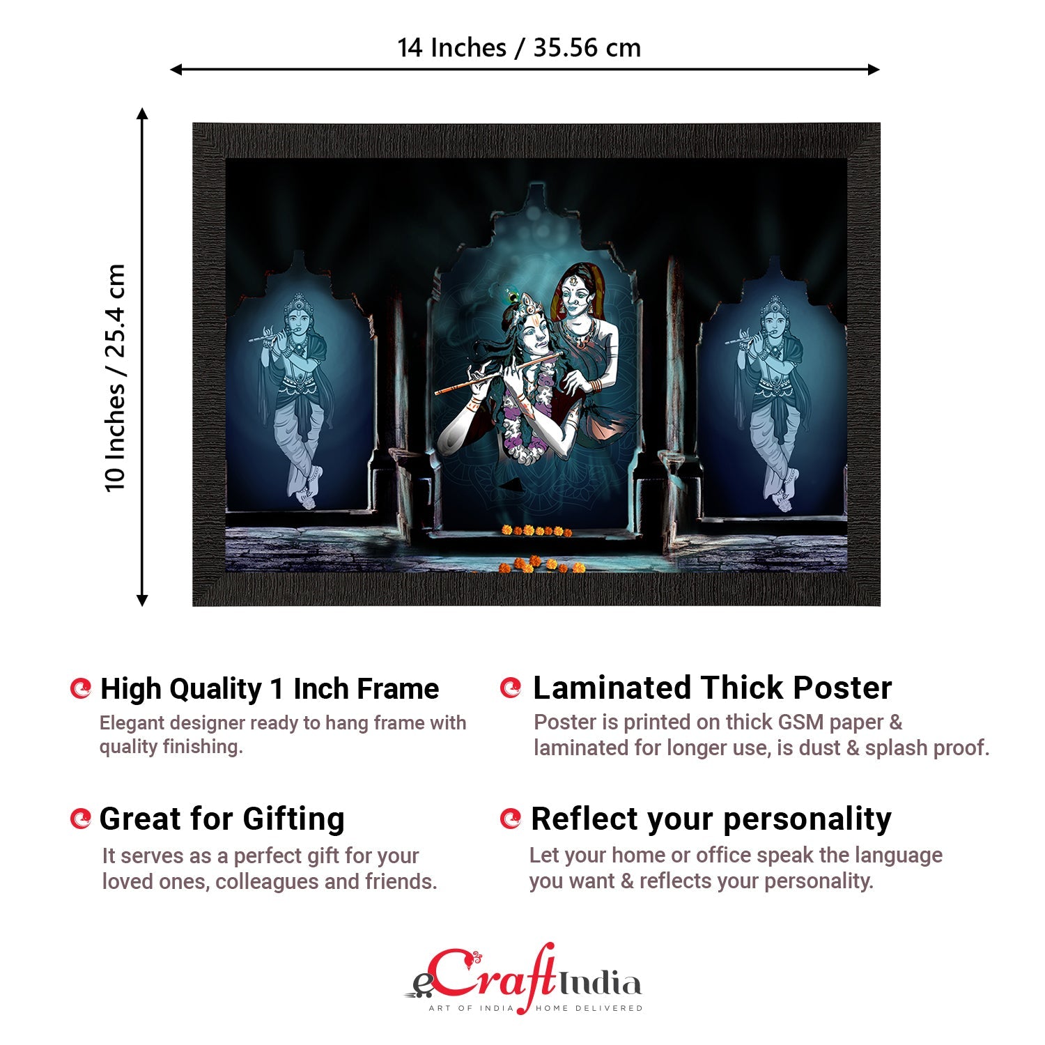 Lord Krishna Satin Matt Texture UV Art Painting Kafalo