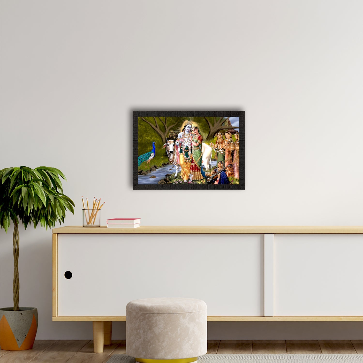 Lord Krishna Satin Matt Texture UV Art Painting Kafalo