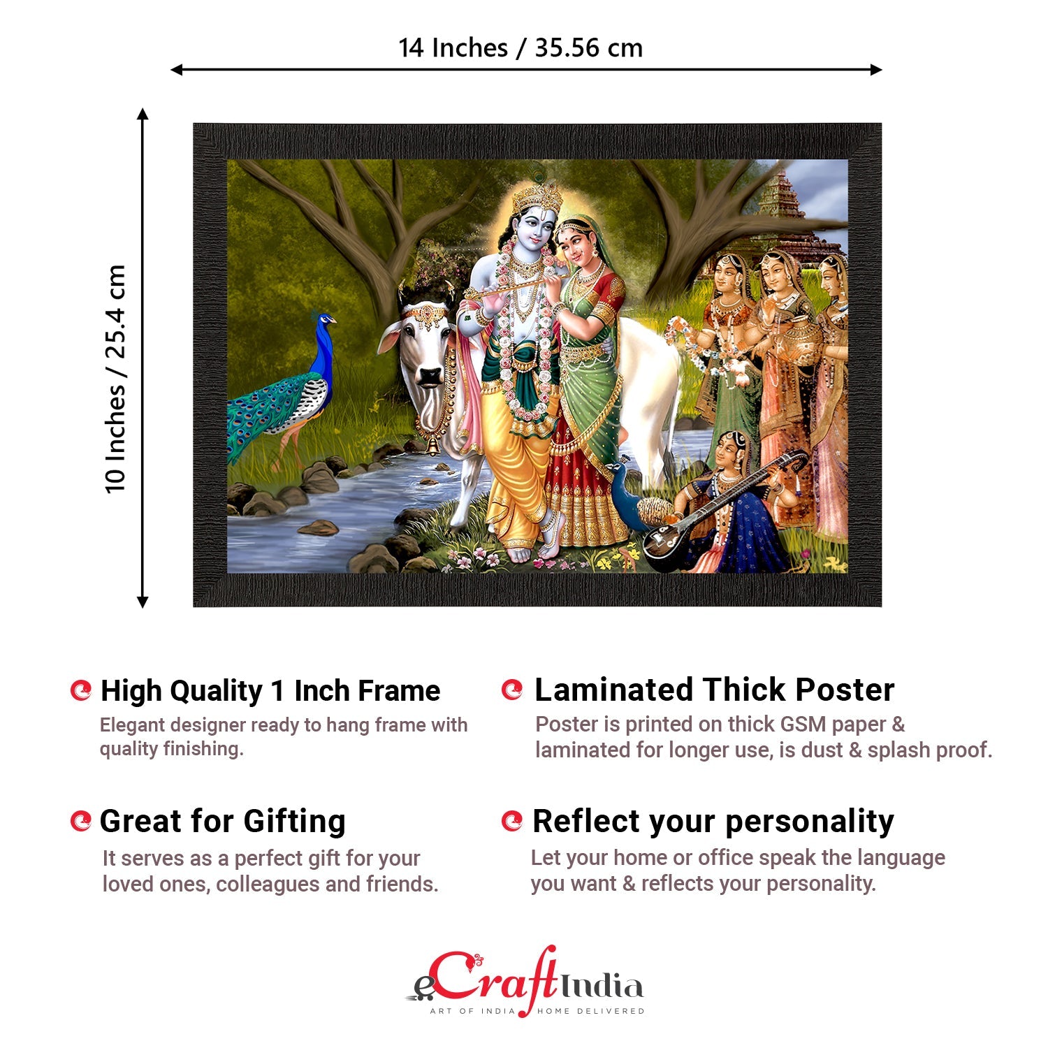 Lord Krishna Satin Matt Texture UV Art Painting Kafalo