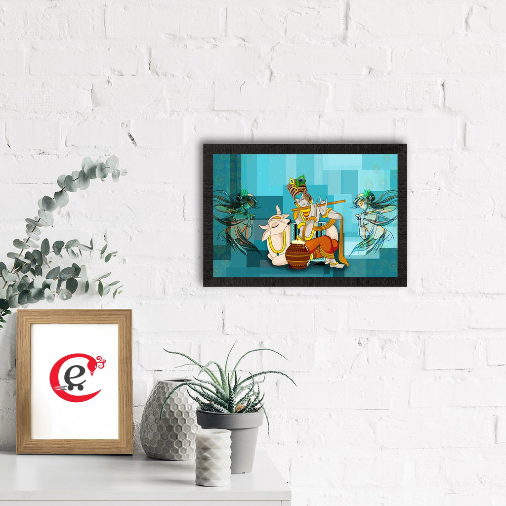Lord Krishna Satin Matt Texture UV Art Painting Kafalo