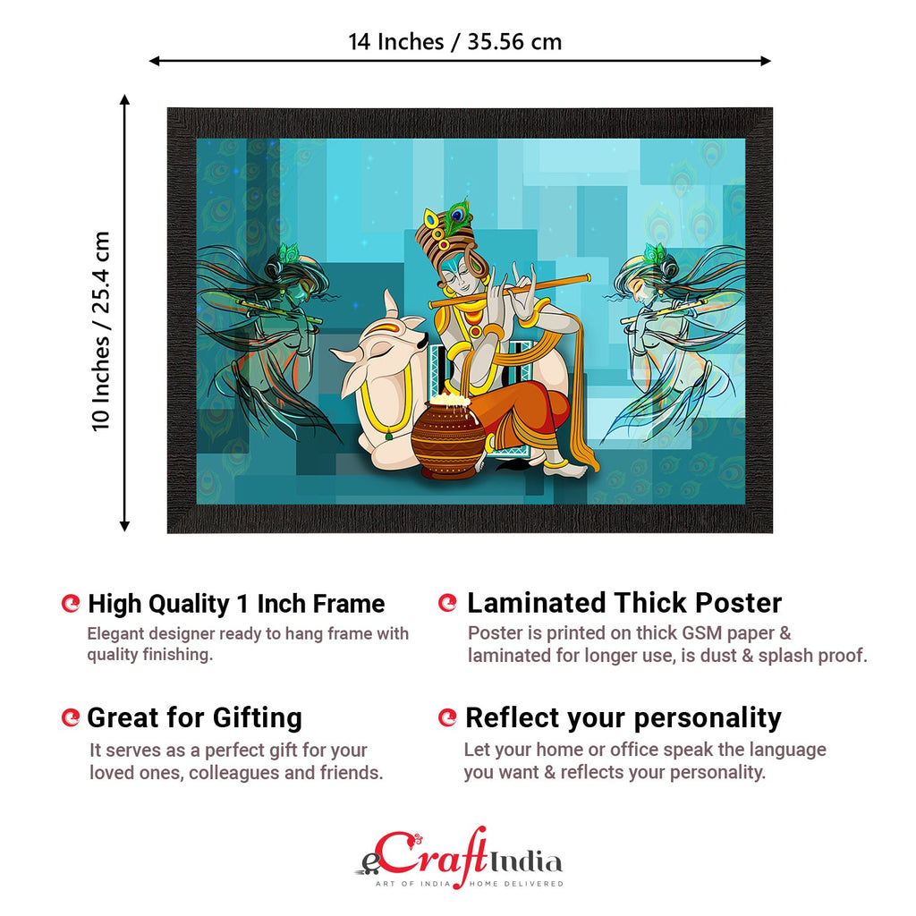 Lord Krishna Satin Matt Texture UV Art Painting Kafalo