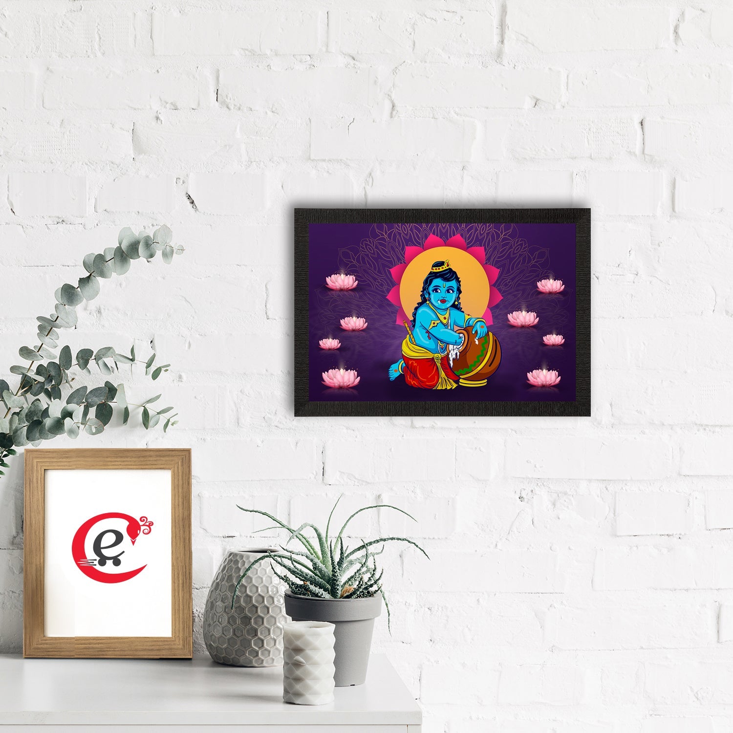Lord Krishna Satin Matt Texture UV Art Painting Kafalo