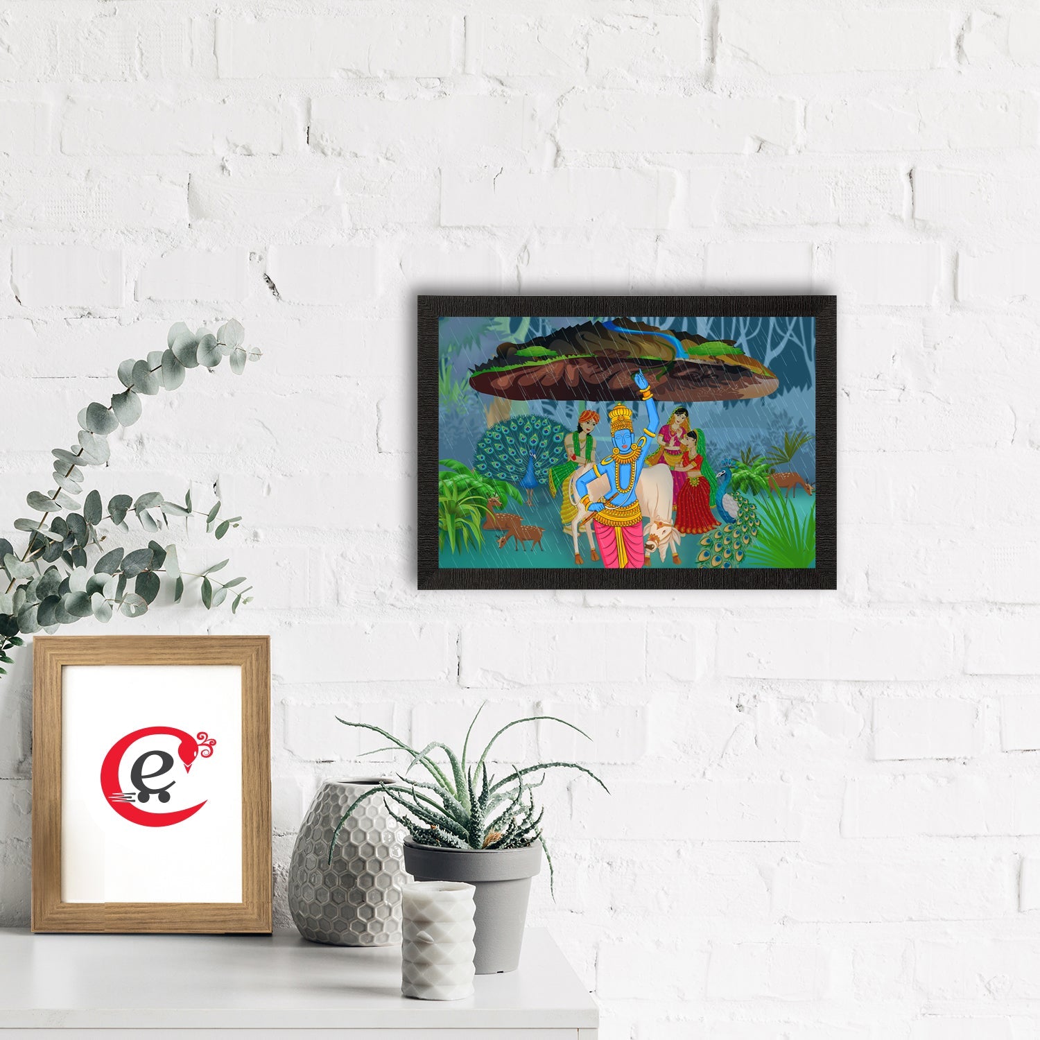 Lord Krishna Satin Matt Texture UV Art Painting Kafalo
