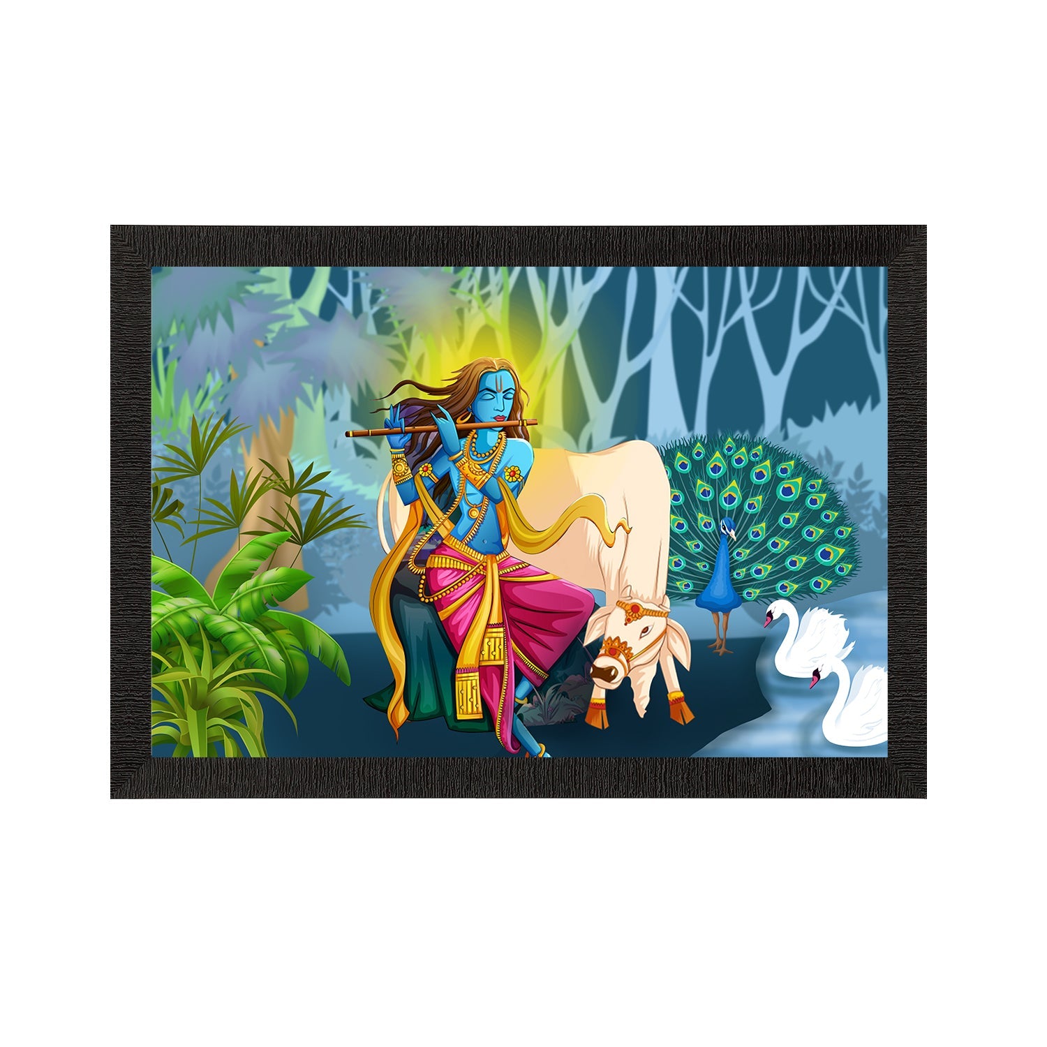 Lord Krishna Satin Matt Texture UV Art Painting Kafalo