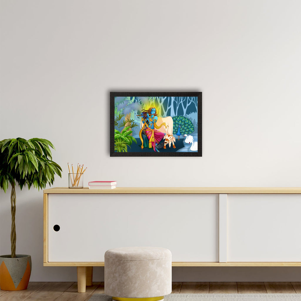 Lord Krishna Satin Matt Texture UV Art Painting Kafalo