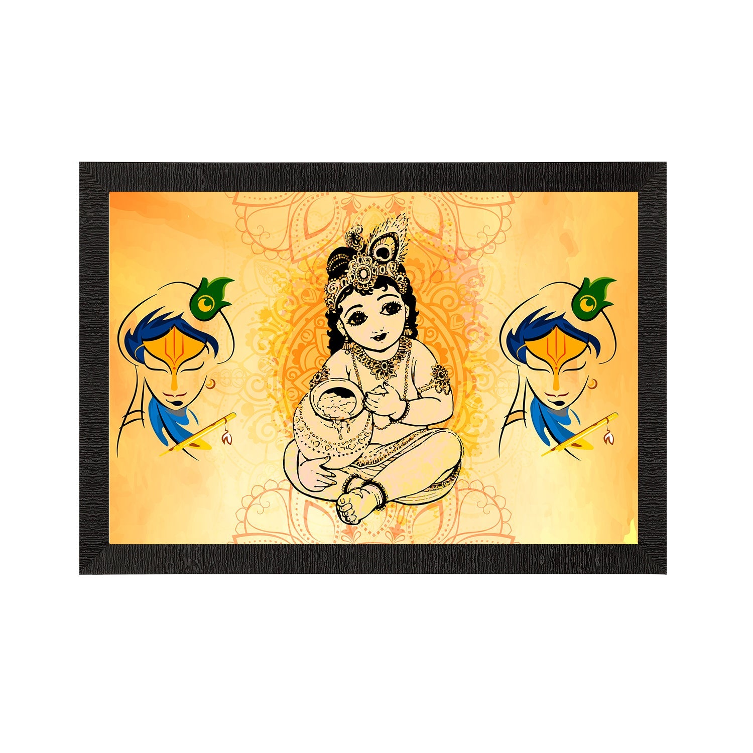 Lord Krishna Painting Digital Printed Religious Wall Art Kafalo