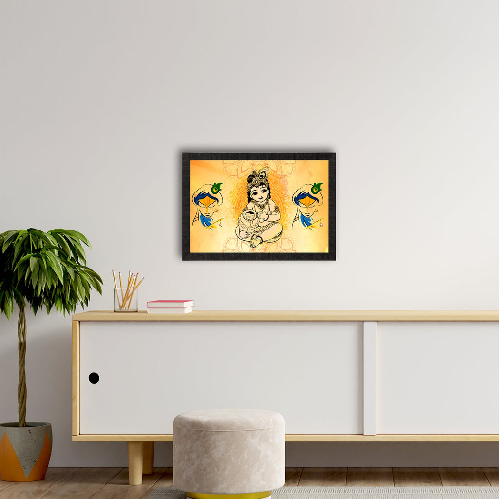 Lord Krishna Painting Digital Printed Religious Wall Art Kafalo