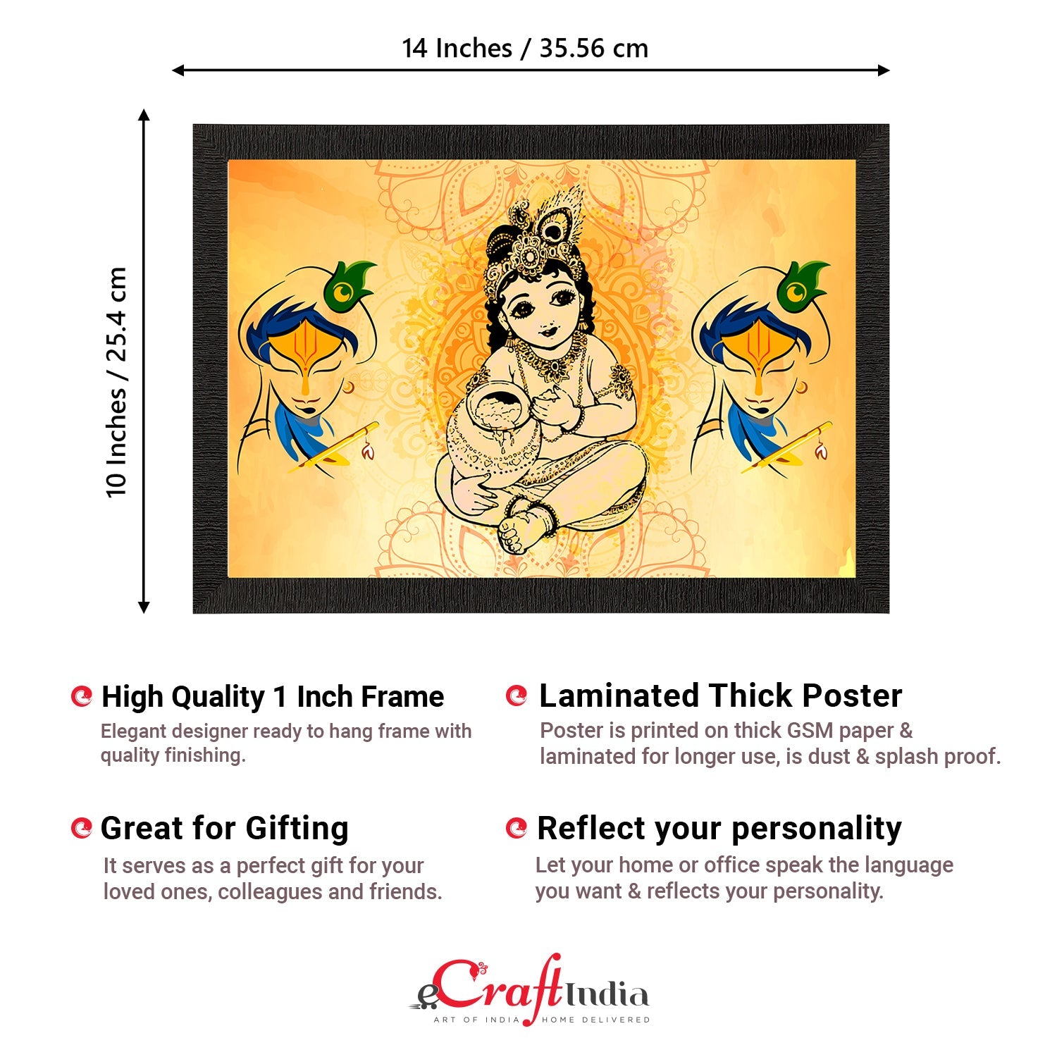 Lord Krishna Painting Digital Printed Religious Wall Art Kafalo