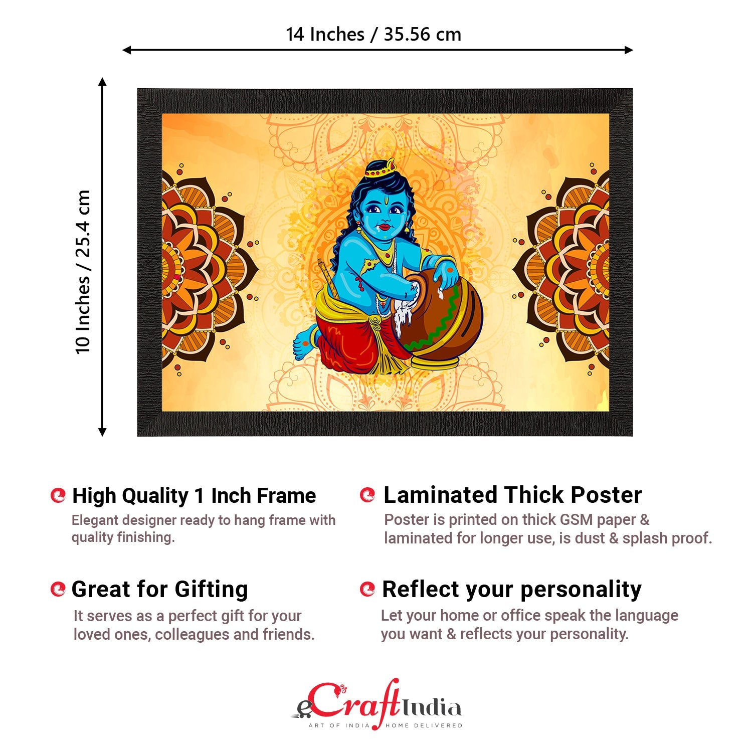 Lord Krishna Satin Matt Texture UV Art Painting Kafalo
