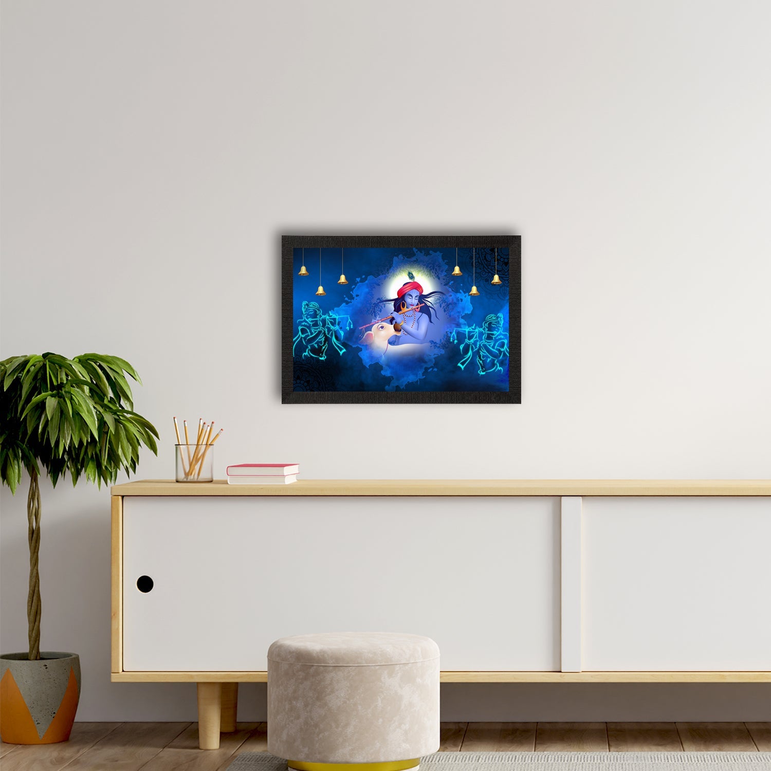 Lord Krishna Satin Matt Texture UV Art Painting Kafalo