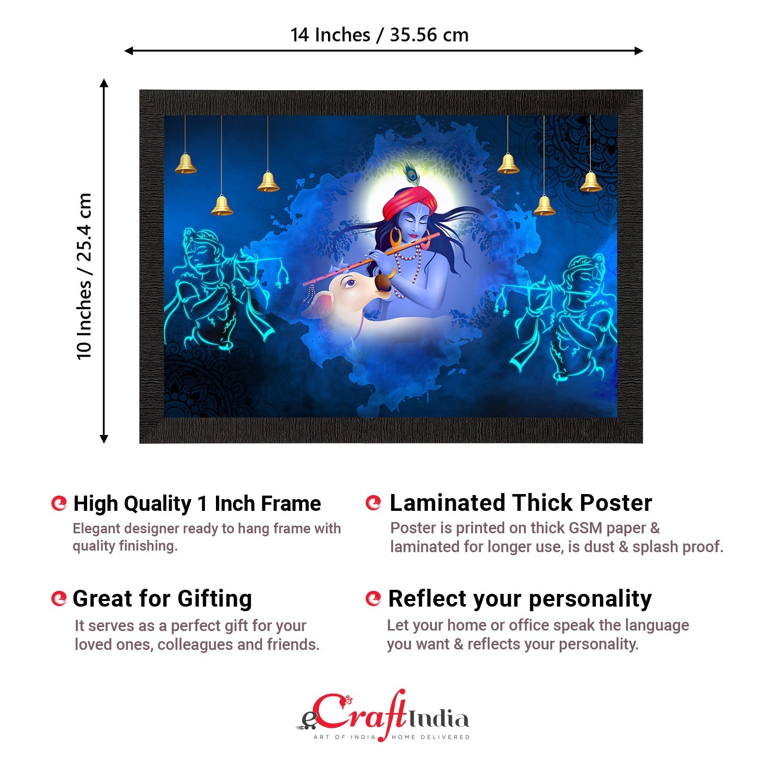 Lord Krishna Satin Matt Texture UV Art Painting Kafalo