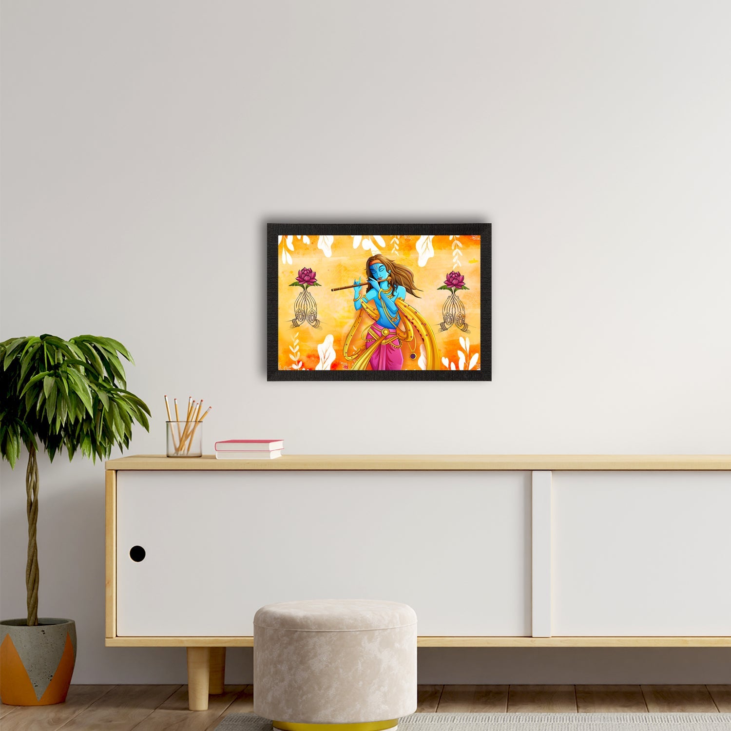 Lord Krishna Satin Matt Texture UV Art Painting Kafalo
