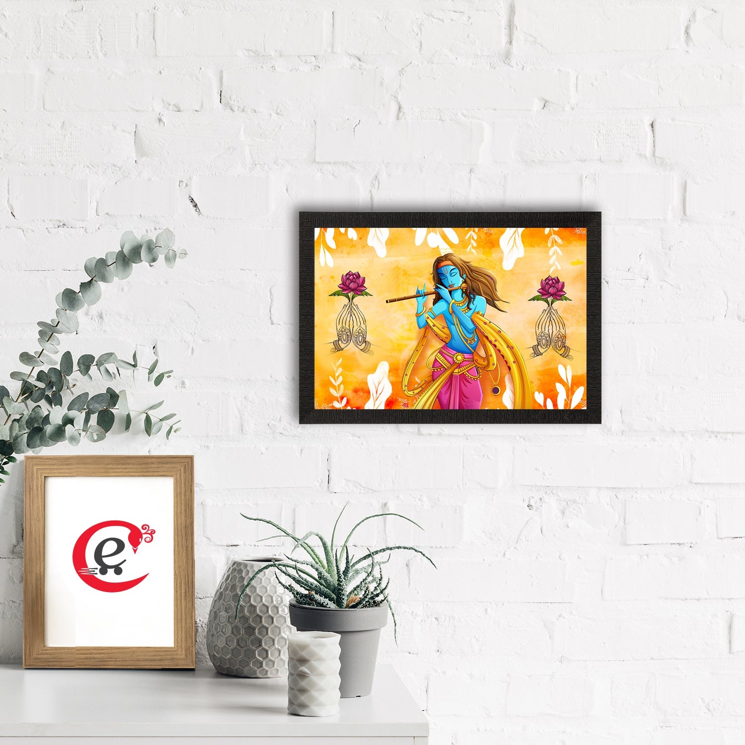 Lord Krishna Satin Matt Texture UV Art Painting Kafalo
