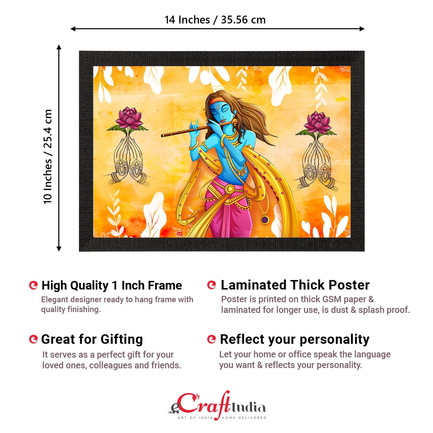 Lord Krishna Satin Matt Texture UV Art Painting Kafalo