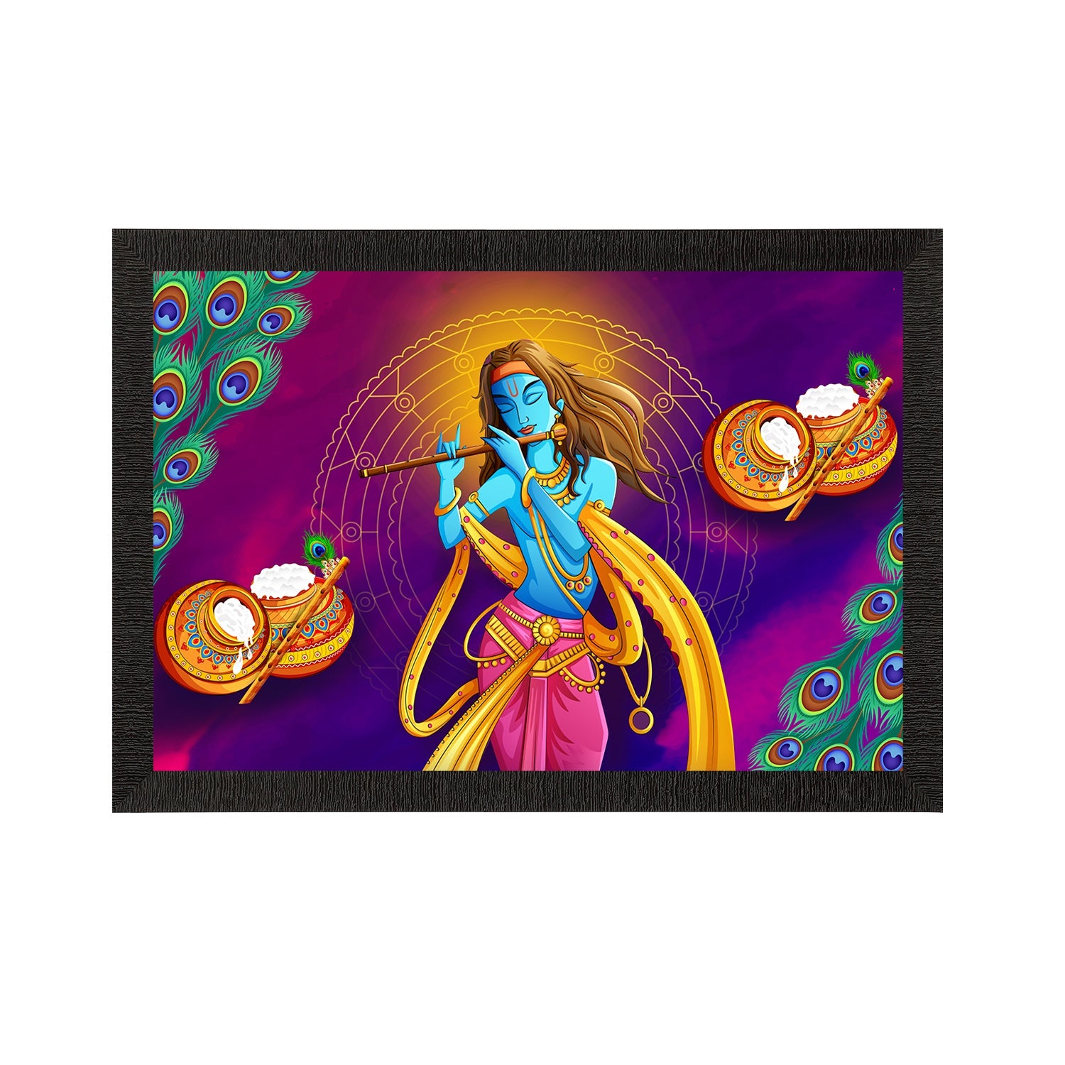 Lord Krishna Satin Matt Texture UV Art Painting Kafalo