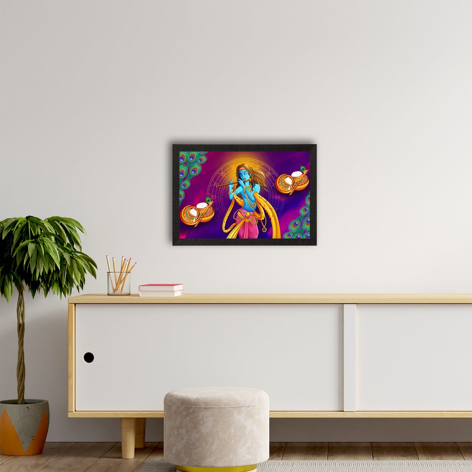 Lord Krishna Satin Matt Texture UV Art Painting Kafalo
