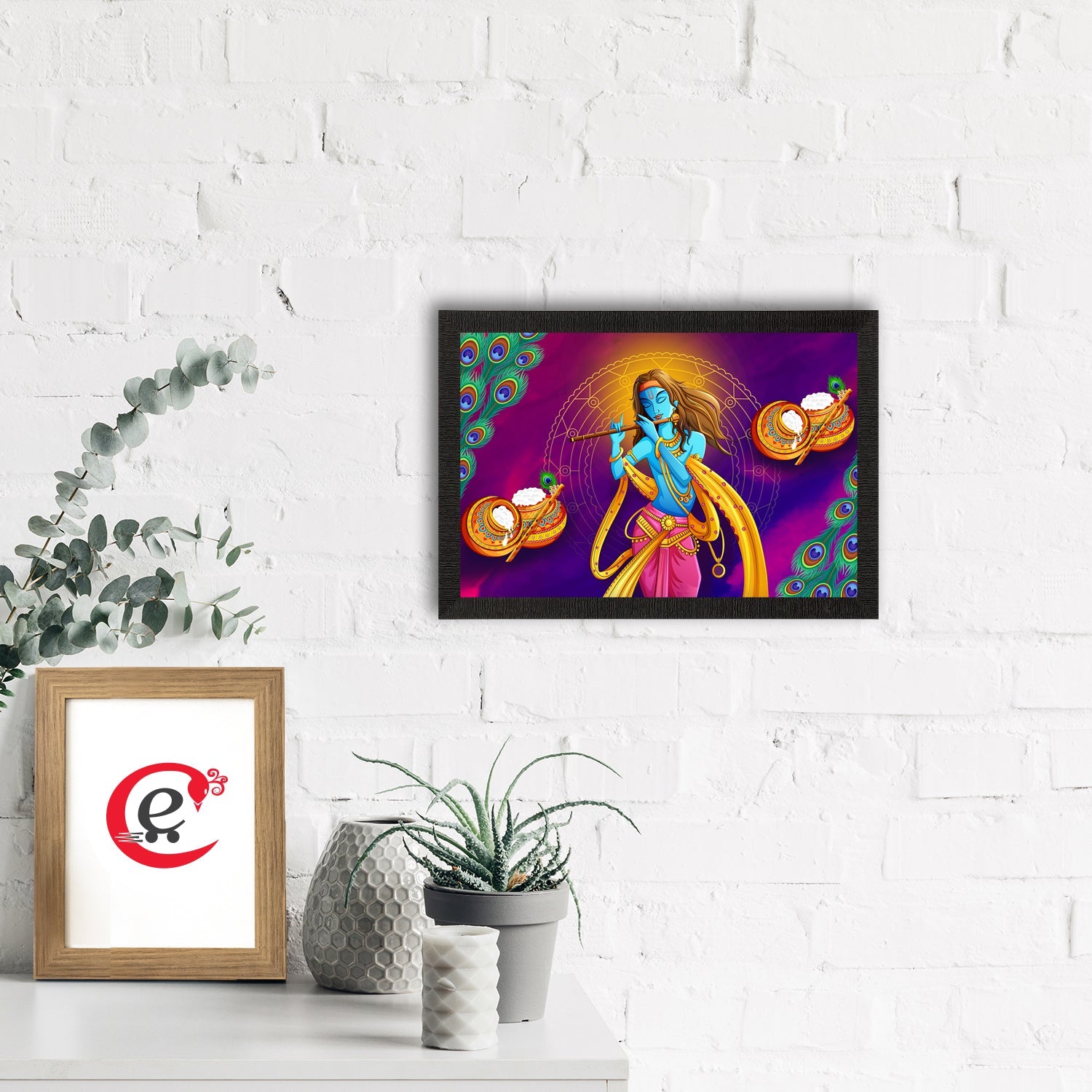 Lord Krishna Satin Matt Texture UV Art Painting Kafalo
