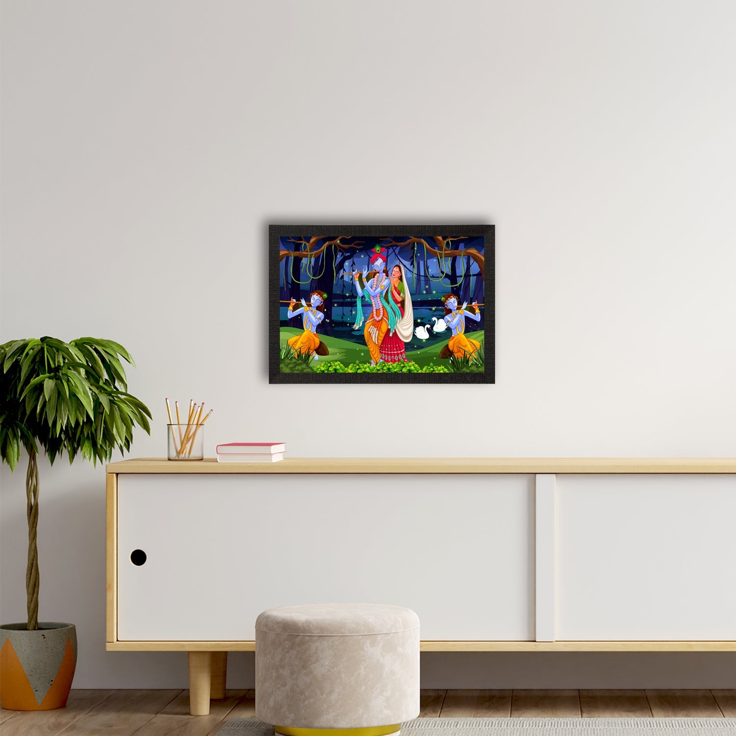 Lord Krishna Satin Matt Texture UV Art Painting Kafalo