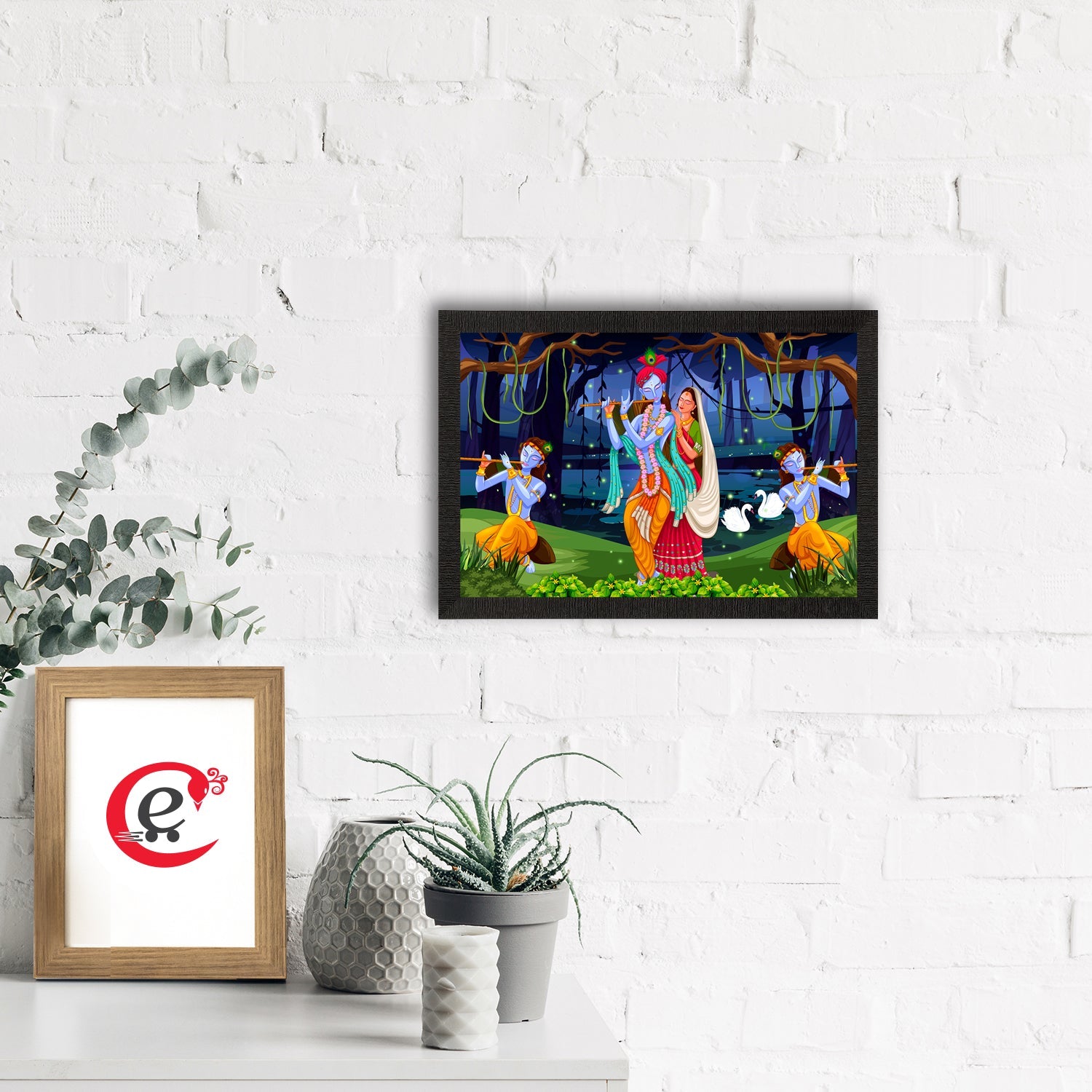 Lord Krishna Satin Matt Texture UV Art Painting Kafalo