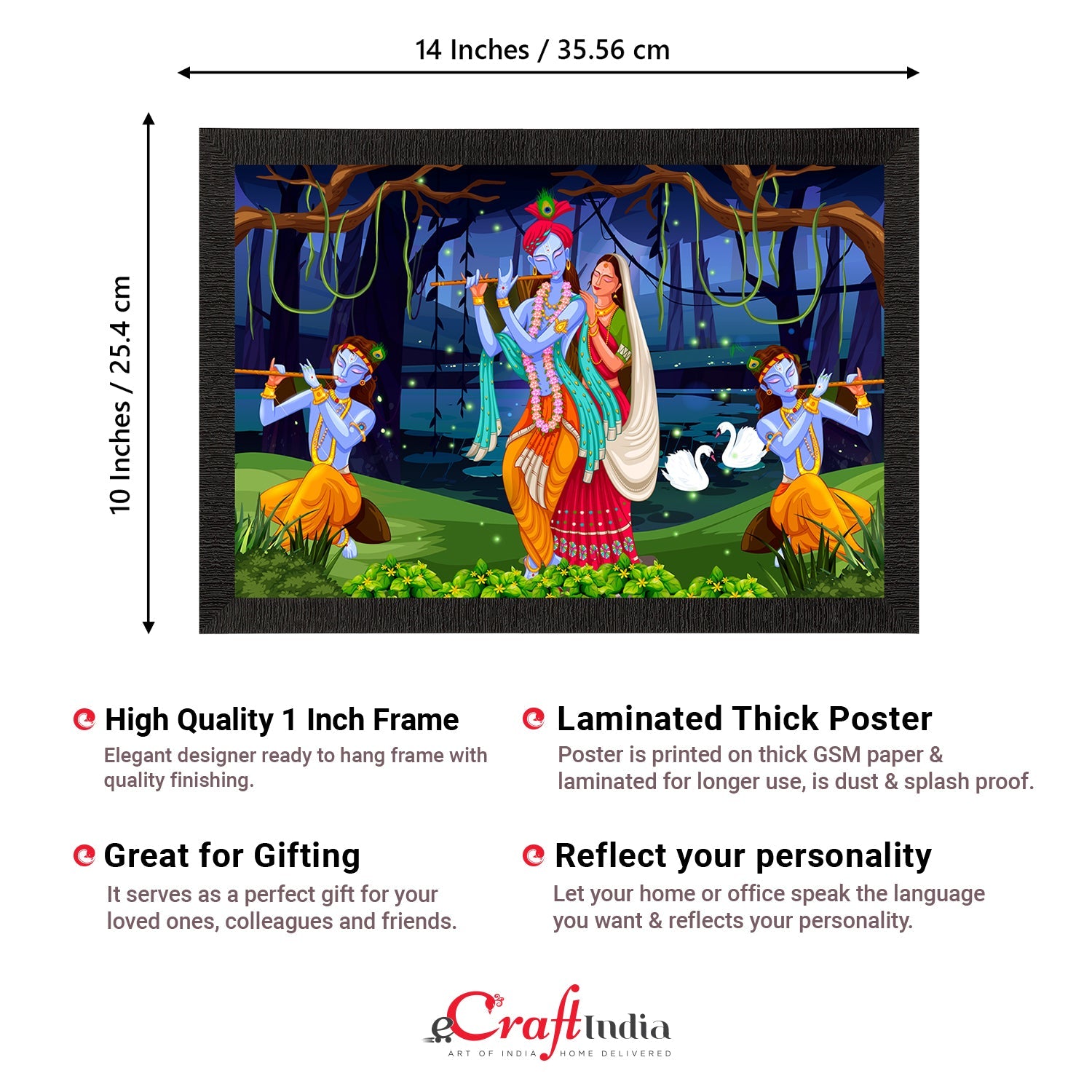 Lord Krishna Satin Matt Texture UV Art Painting Kafalo