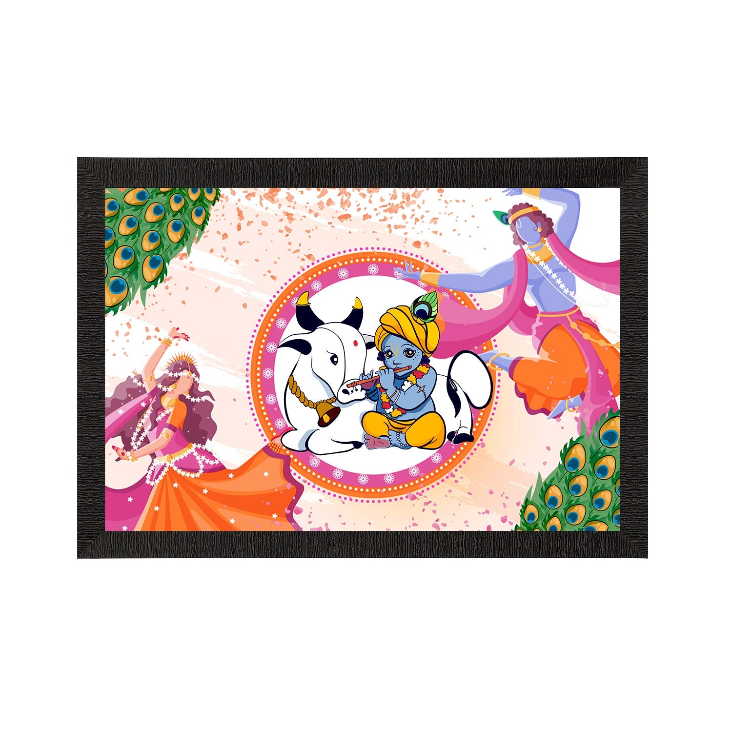 Lord Krishna Satin Matt Texture UV Art Painting Kafalo