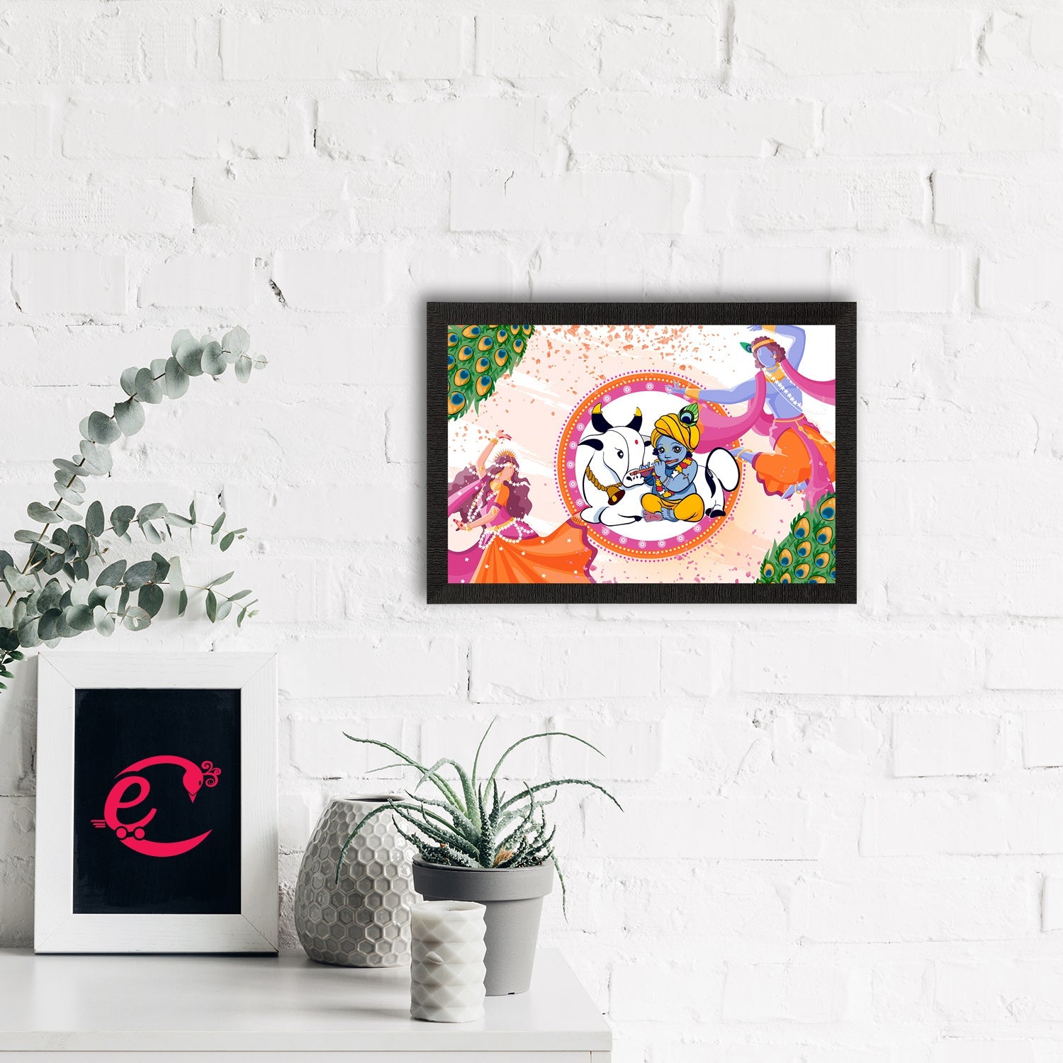 Lord Krishna Satin Matt Texture UV Art Painting Kafalo