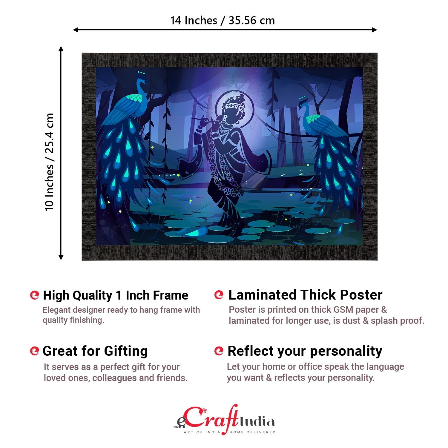 Lord Krishna Satin Matt Texture UV Art Painting Kafalo