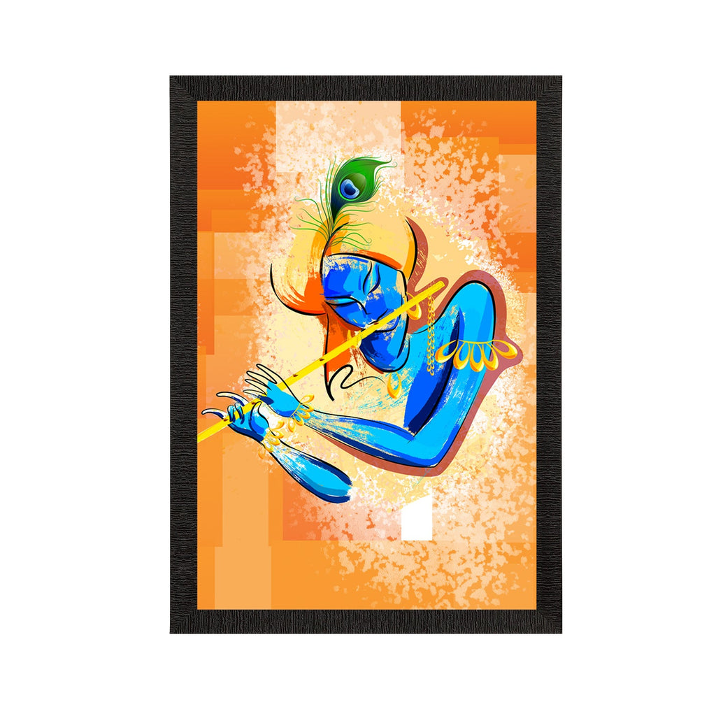 Lord Krishna Playing Flute Painting Digital Printed Religious Wall Art Kafalo
