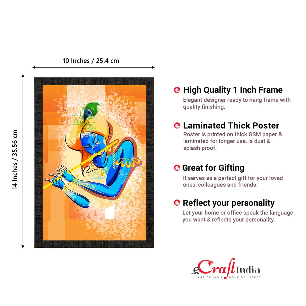 Lord Krishna Playing Flute Painting Digital Printed Religious Wall Art Kafalo