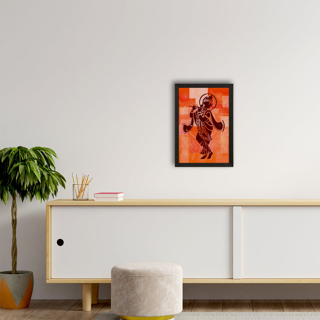 Lord Krishna Playing Flute Painting Digital Printed Religious Wall Art Kafalo