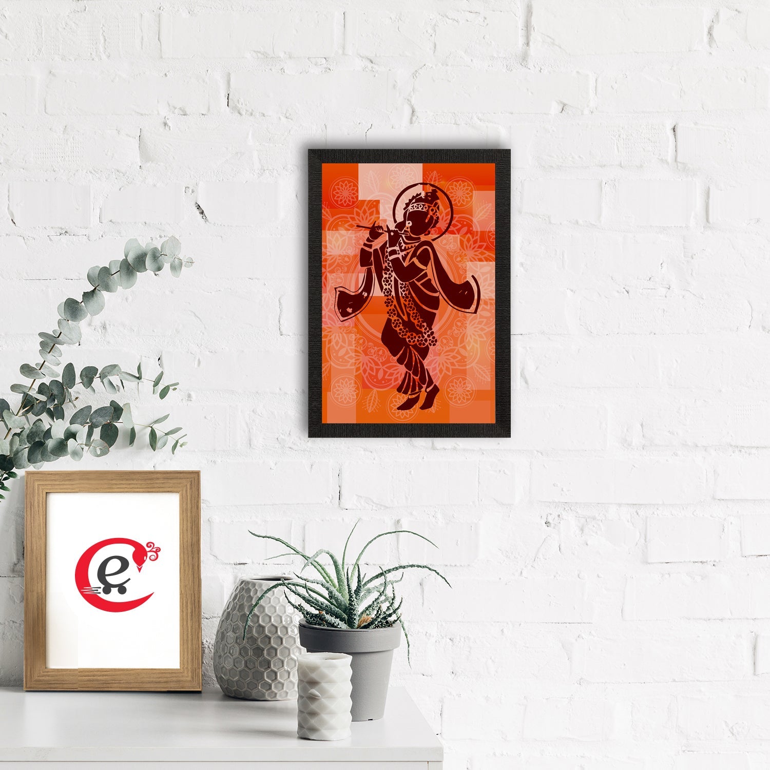 Lord Krishna Playing Flute Painting Digital Printed Religious Wall Art Kafalo