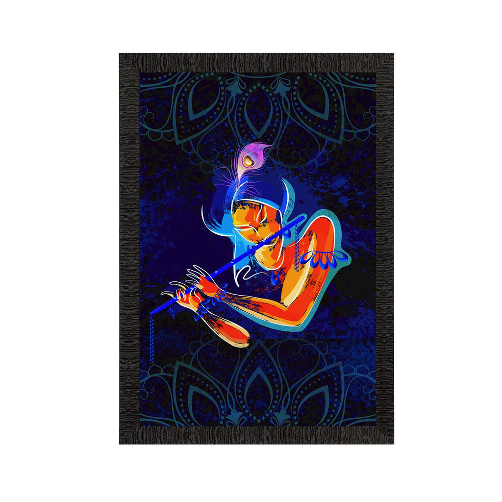 Lord Krishna Playing Flute Painting Digital Printed Religious Wall Art Kafalo