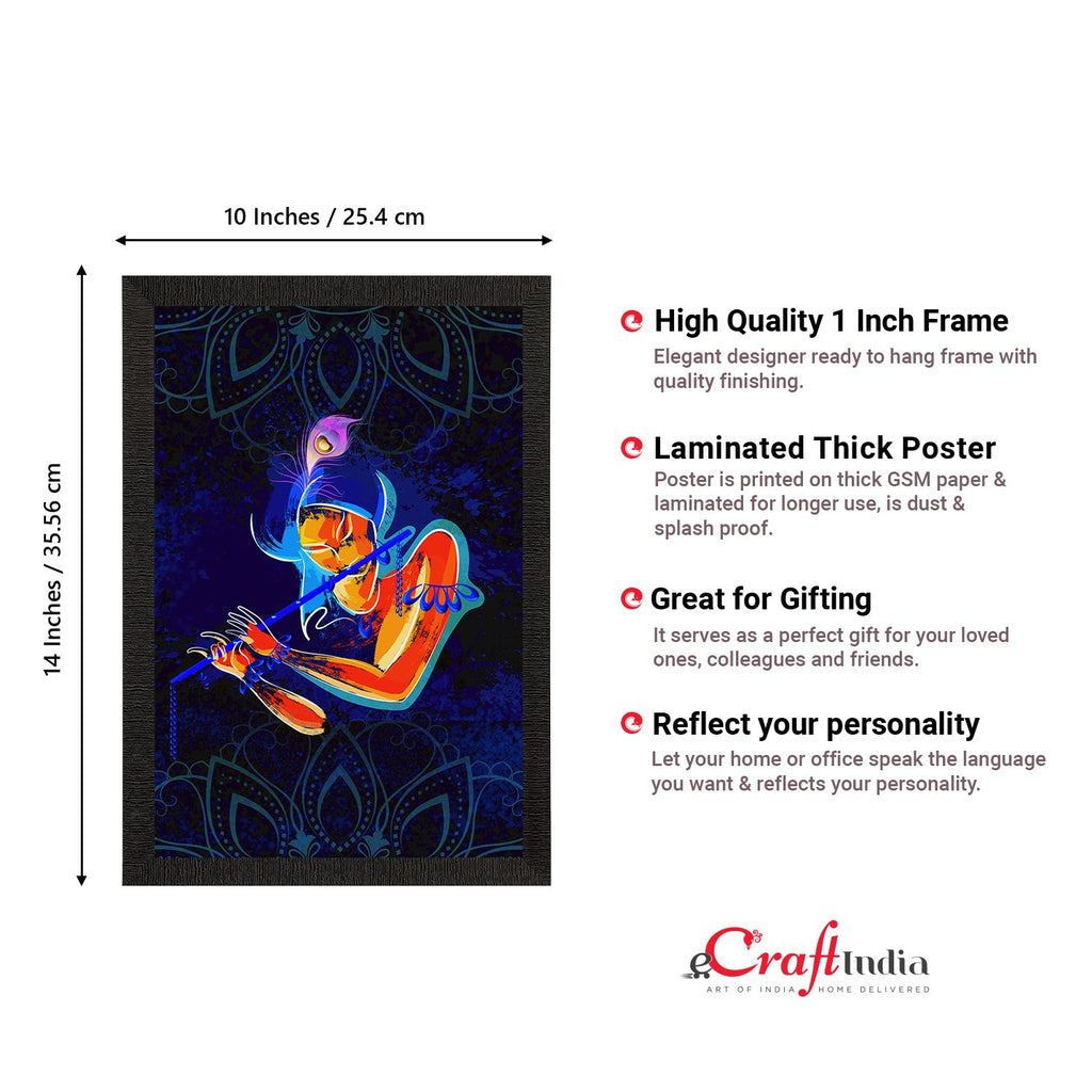 Lord Krishna Playing Flute Painting Digital Printed Religious Wall Art Kafalo