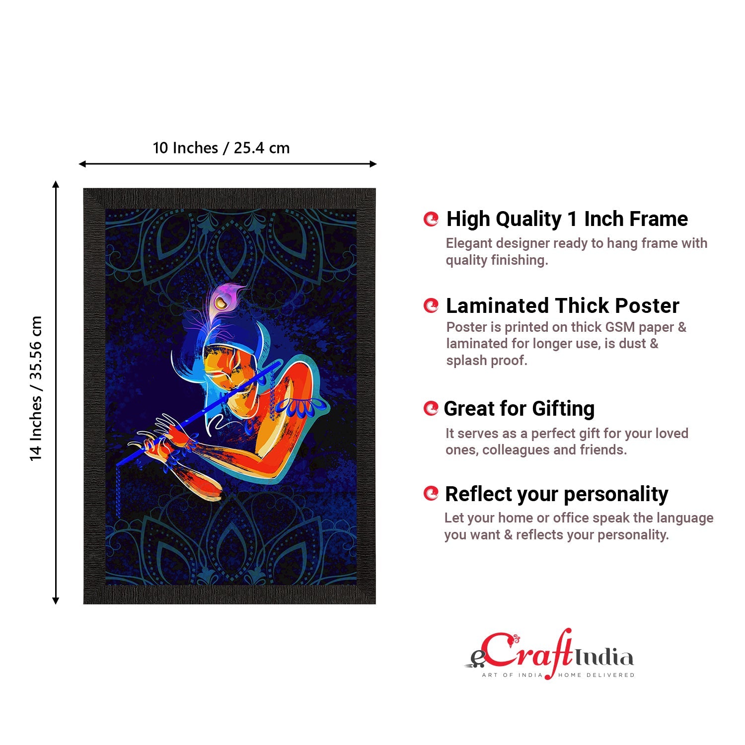 Lord Krishna Playing Flute Painting Digital Printed Religious Wall Art Kafalo